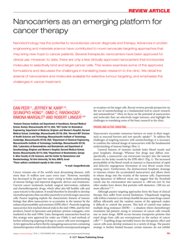Nanocarriers As an Emerging Platform for Cancer Therapy