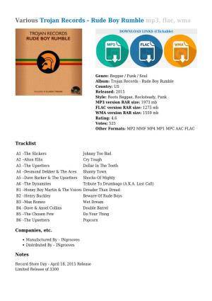 Various Trojan Records - Rude Boy Rumble Mp3, Flac, Wma