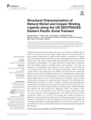 Structural Characterization of Natural Nickel and Copper Binding Ligands Along the US GEOTRACES Eastern Paciﬁc Zonal Transect