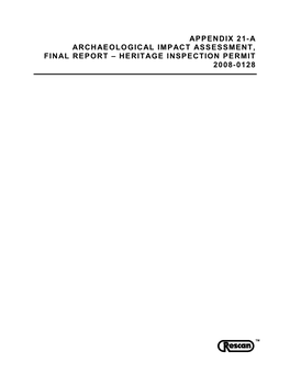 Heritage Inspection Permit 2008-0128