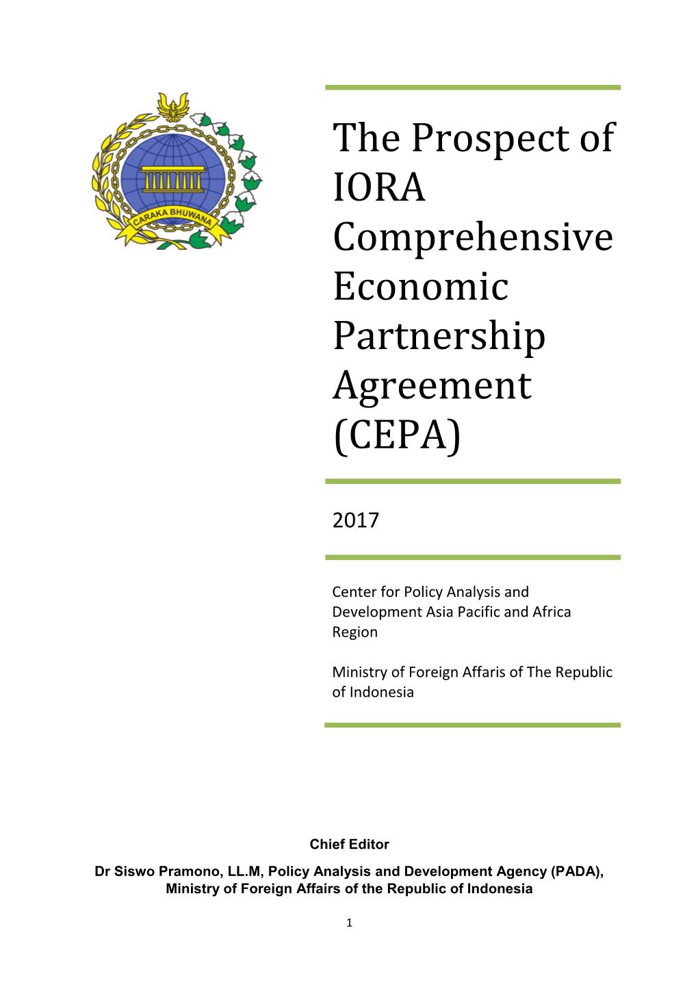 The Prospect of IORA Comprehensive Economic Partnership Agreement (CEPA)