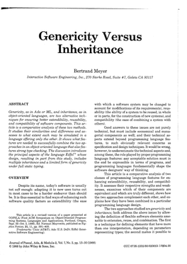 Genericity Vs Inheritance