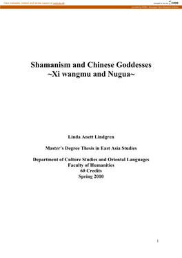 Shamanism and Chinese Goddesses ~Xi Wangmu and Nugua~