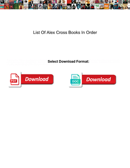 List of Alex Cross Books in Order