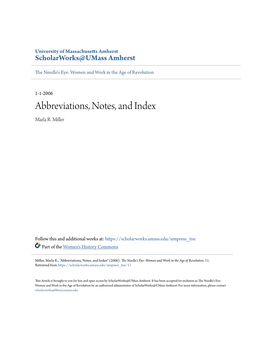Abbreviations, Notes, and Index Marla R