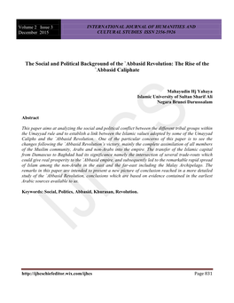 The Social and Political Backfround of the Abbasid Revolution: the Rise Of