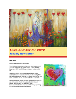 Love and Art for 2012 January Newsletter