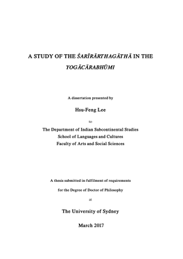 A Study of the Śarīrārthagāthā in the Yogācārabhūmi
