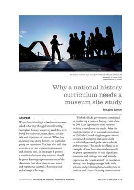 Why a National History Curriculum Needs a Museum Site Study