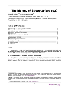 The Biology of Strongyloides Spp.* Mark E