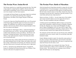 The Persian Wars: Ionian Revolt the Persian Wars: Battle of Marathon