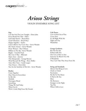 Violin Ensemble Song List