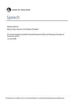 Speech by the Governor, Mervyn King on 12 June 2006