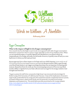Words on Wellness: a Newsletter February 2014