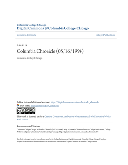 Columbia Chronicle (05/16/1994) Columbia College Chicago
