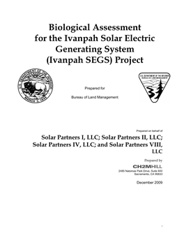 Biological Assessment for the Ivanpah Solar Electric Generating System (Ivanpah SEGS) Project