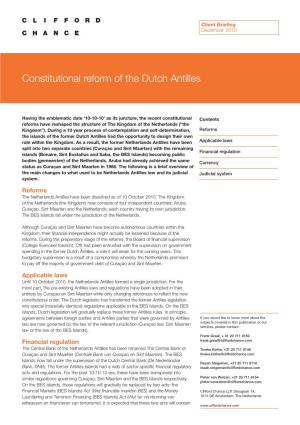 Constitutional Reform of the Dutch Antilles
