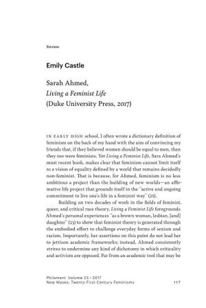 Emily Castle Sarah Ahmed, Living a Feminist Life (Duke