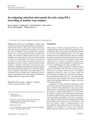 Investigating Suburban Micromoth Diversity Using DNA Barcoding of Malaise Trap Samples