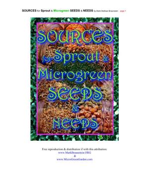 SOURCES for Microgreens Seeds and Needs