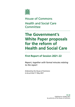 Department's White Paper on Health and Social Care
