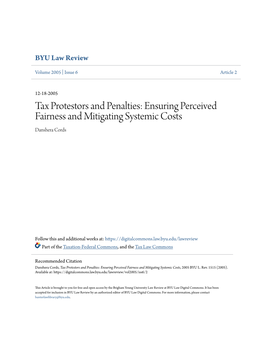 Tax Protestors and Penalties: Ensuring Perceived Fairness and Mitigating Systemic Costs Danshera Cords