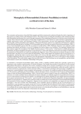 Monophyly of Heterandriini (Teleostei: Poeciliidae) Revisited: a Critical Review of the Data
