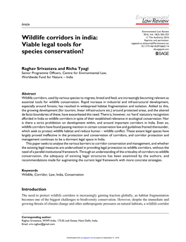 Wildlife Corridors in India