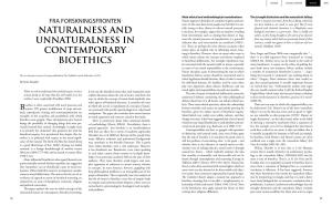 Naturalness and Unnaturalness in Contemporary Bioethics Anna Smajdor 57 Artikkel Samtale & Kritikk Spalter Brev