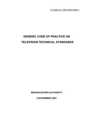 Generic Code of Practice on Television Technical Standards