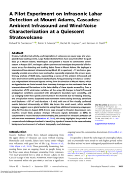 Ambient Infrasound and Wind-Noise Characterization at a Quiescent Stratovolcano Richard W