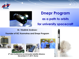 Dnepr Program As a Path to Orbits for University Spacecraft