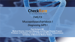 Mucopolysaccharidosis I Diagnosing MPS I