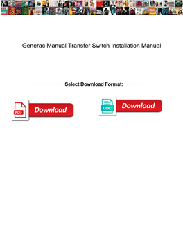 Generac Manual Transfer Switch Installation Manual