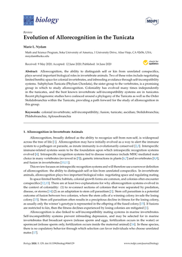 Evolution of Allorecognition in the Tunicata
