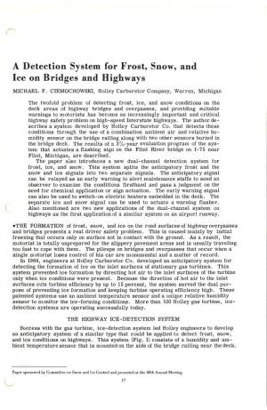 A Detection System for Frost Snow and Ice on Bridges