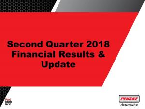 Second Quarter 2018 Financial Results & Update