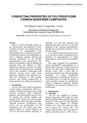 Conducting Properties of Polypropylene/ Carbon Nanofiber Composites