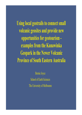 Using Local Geotrails to Connect Small Volcanic