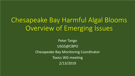 Chesapeake Bay Harmful Algal Blooms Overview of Emerging Issues