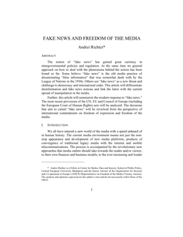 Fake News and Freedom of the Media