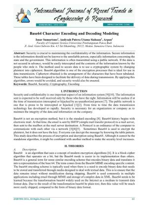 Base64 Character Encoding and Decoding Modeling