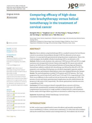 Comparing Efficacy of High-Dose Rate Brachytherapy Versus Helical Tomotherapy in the Treatment of Cervical Cancer