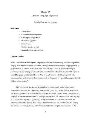 Chapter 15 Second Language Acquisition