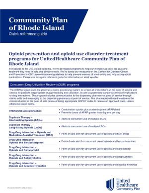 Quick Reference Guide: Opioid Overutilization Prevention And