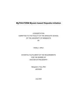 Myth4-FERM Myosin Based Filopodia Initiation