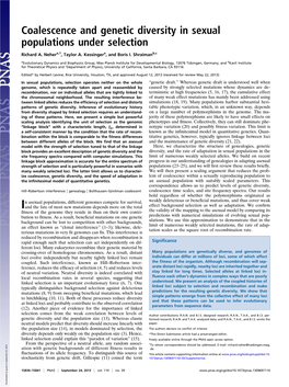 Coalescence and Genetic Diversity in Sexual Populations Under Selection