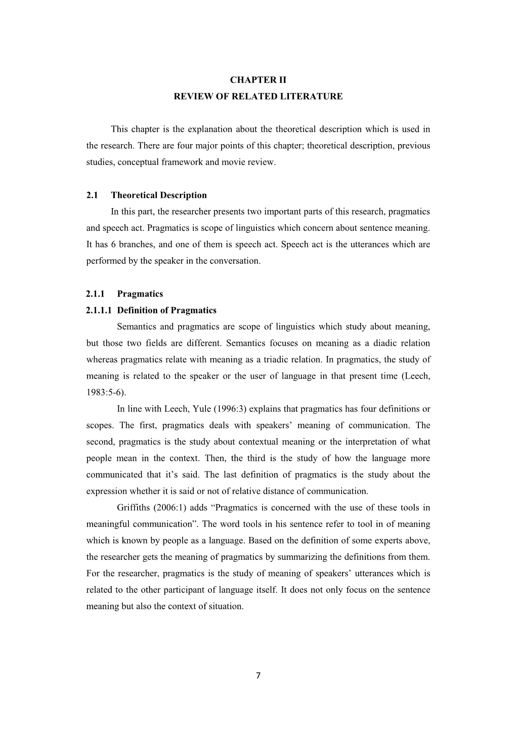 7 CHAPTER II REVIEW of RELATED LITERATURE This Chapter Is The