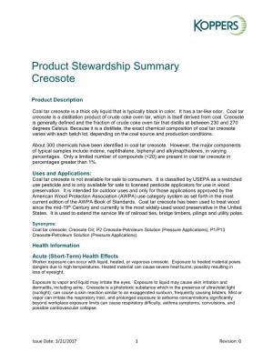 Creosote Product Stewardship Summary