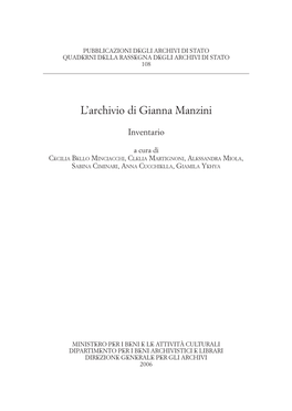 L'archivio Di Gianna Manzini